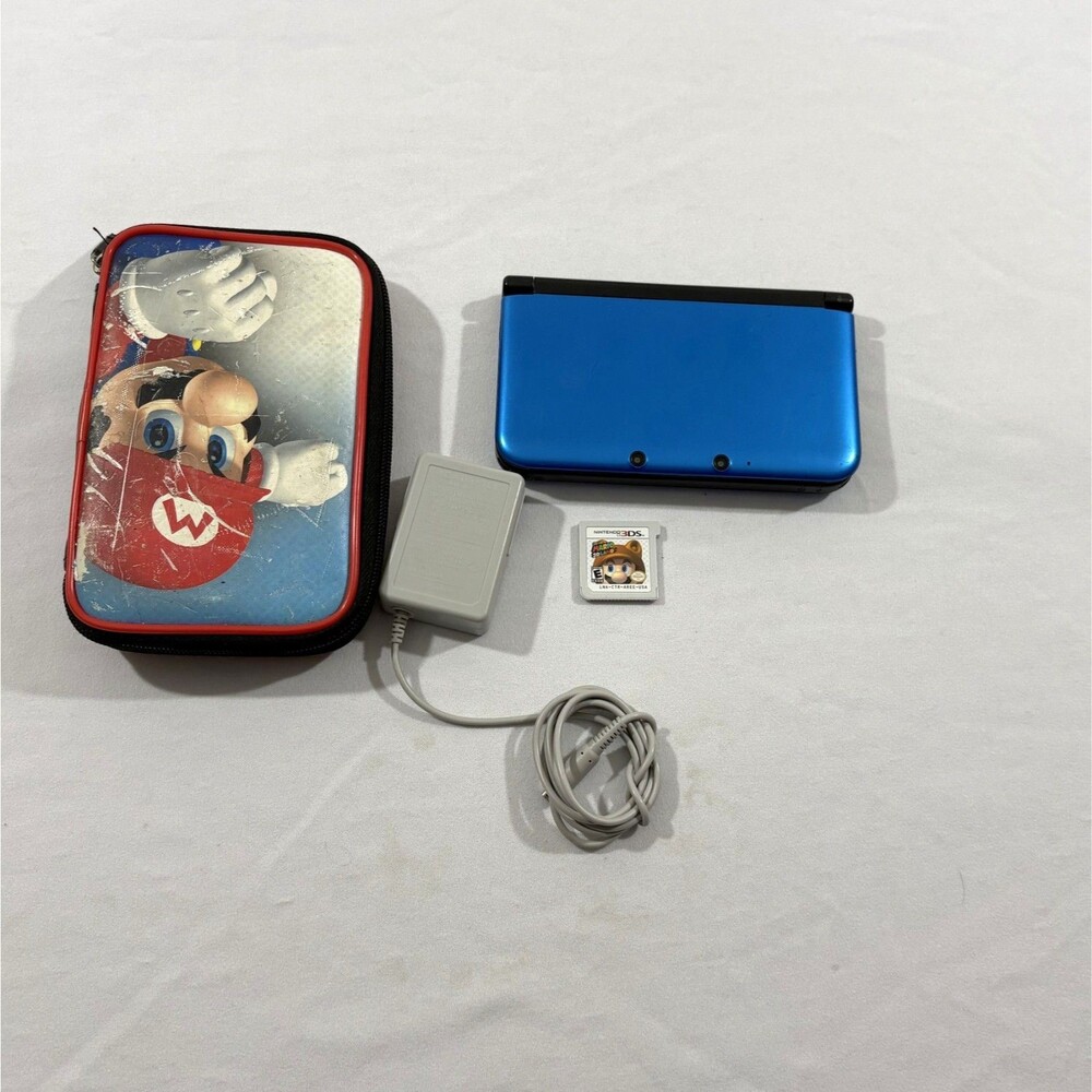 Nintendo 3DS XL Handheld Console System Blue Super Mario 3D Land Game Bundle Lot